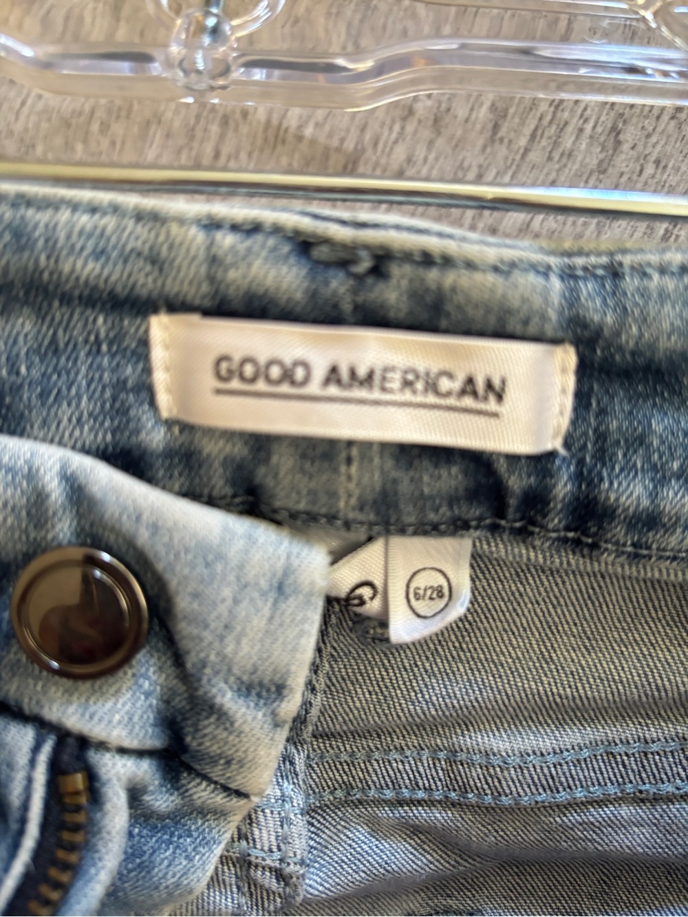 Good American Light Blue Denim Jeans with Button Fly